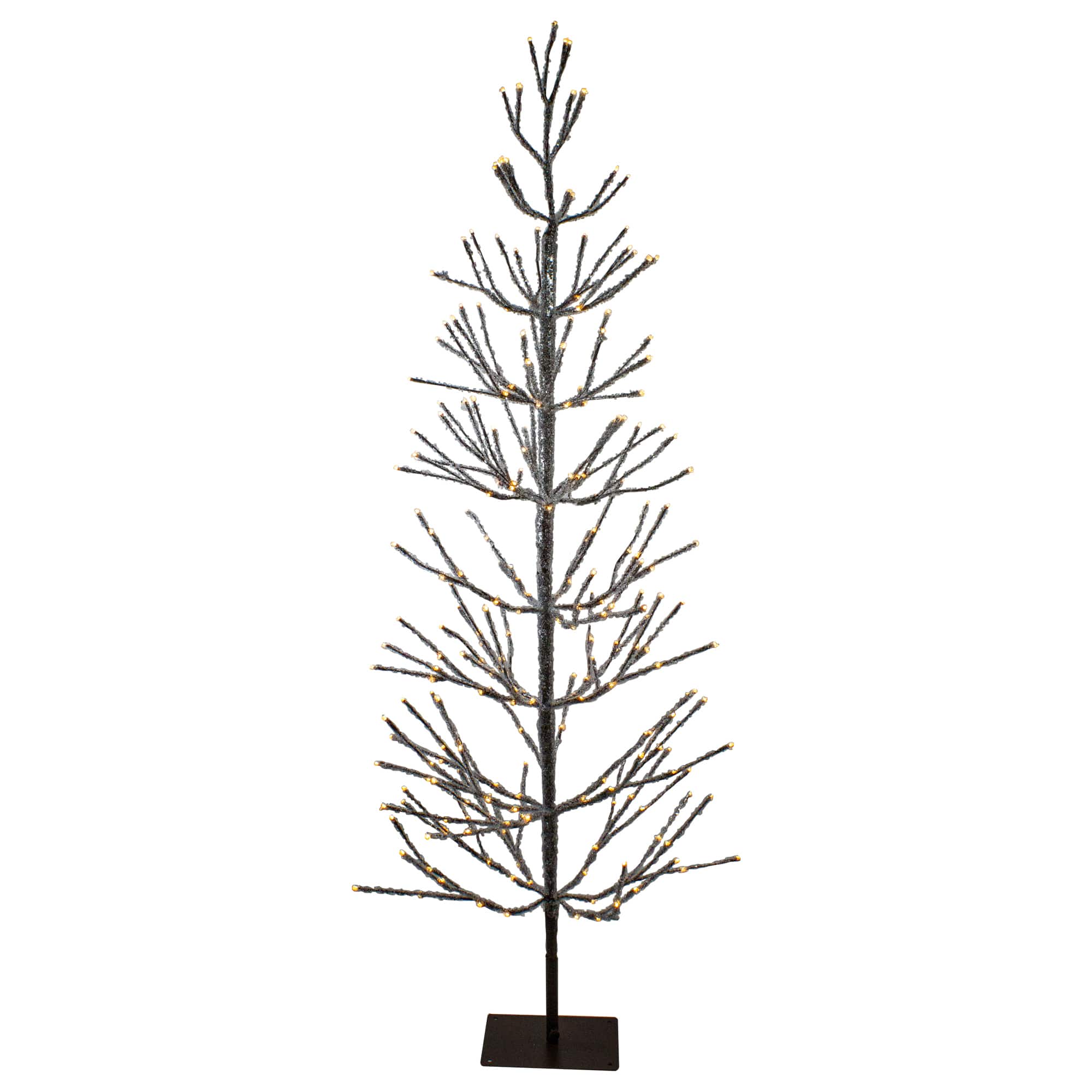 6ft. Pre-Lit Brown Artificial Christmas Tree with LED Clear Icicle Lights